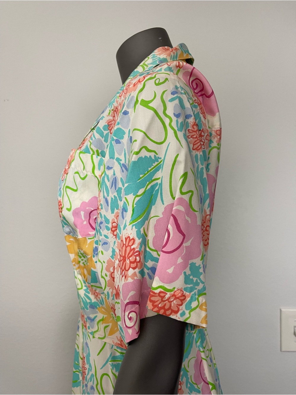 Jerry Regenbogen Dress 14 100% Pure Silk White Midi Floral Watercolor 80’s 90’s - Picture 7 of 16